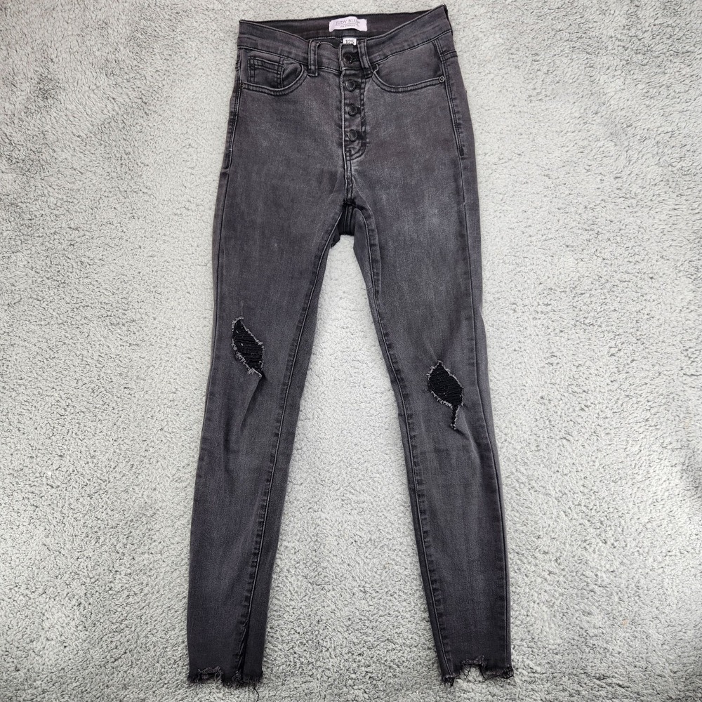 Judy Blue Skinny Fit Distressed Jeans Womens 1/25 Black Button Fly